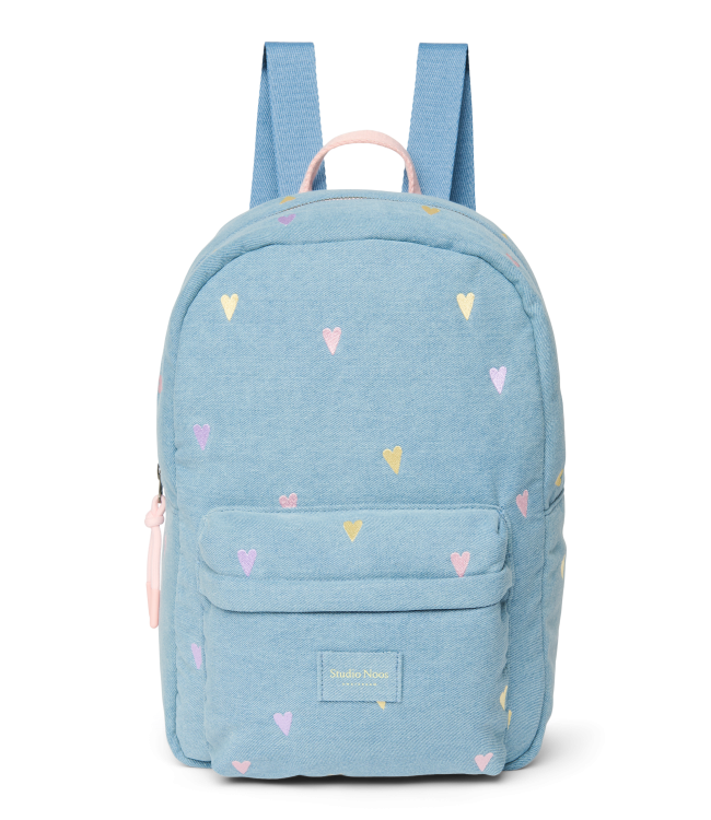 Denim Midi Backpack | Hearts Light Blue Hearts