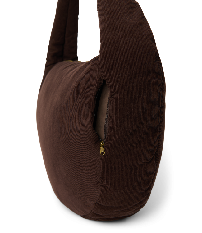 Rib Puffy Cross Body Bag | Dark Brown