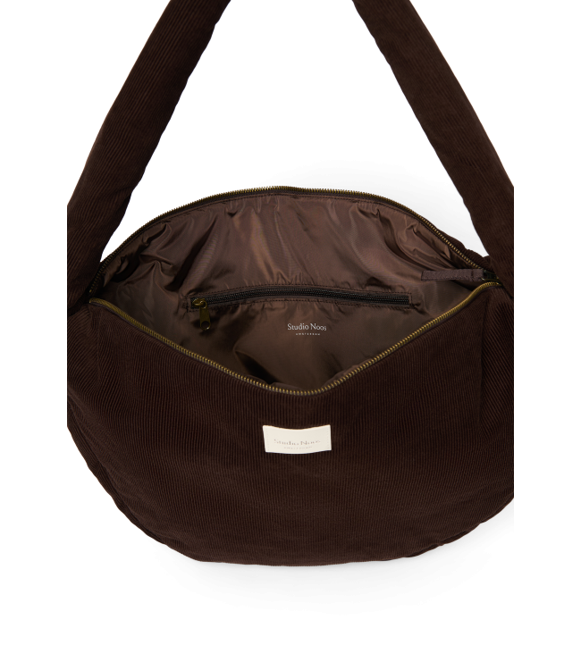 Rib Puffy Cross Body Bag | Dark Brown