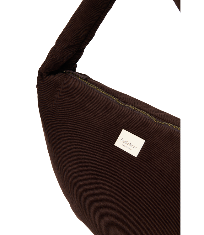 Rib Puffy Cross Body Bag | Dark Brown