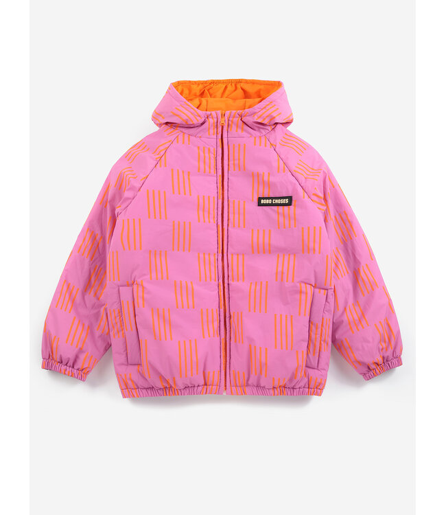 Almost Moiré all over reversible anorak FUCHSIA