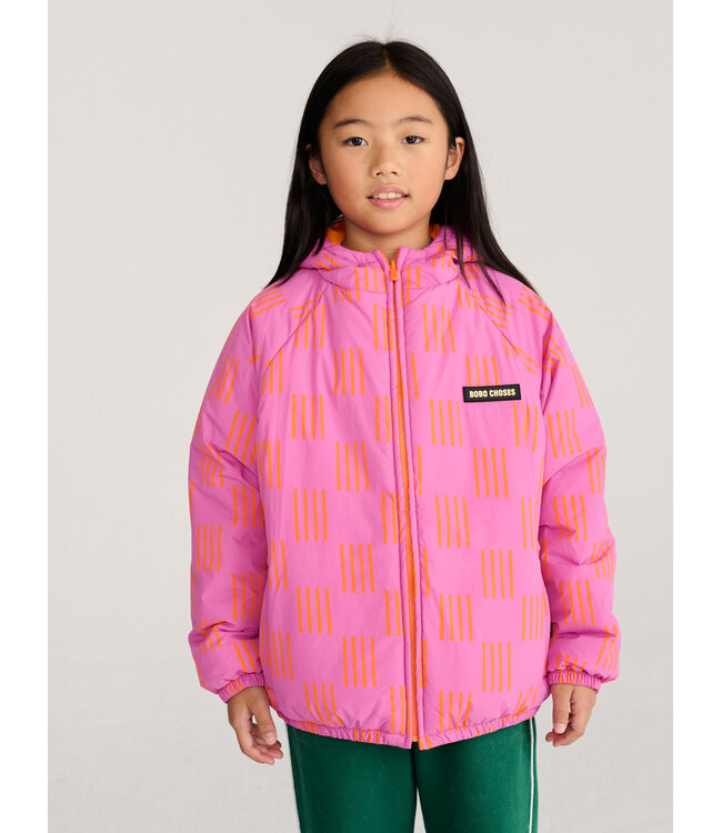 Almost Moiré all over reversible anorak FUCHSIA