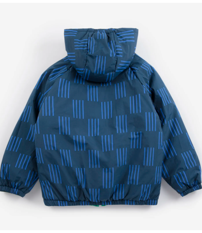 Almost Moiré all over reversable anorak NAVY BLUE