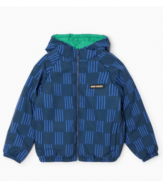 Almost Moiré all over reversable anorak NAVY BLUE