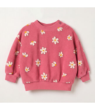 Lotiekids Lötiekids Baby Teddy Sweatshirt Daisies allover | Peach Rose