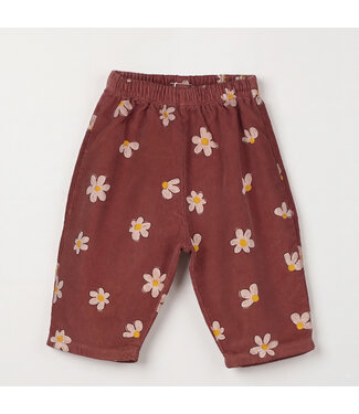 Lotiekids Lötiekids Baby Wide Corduroy Pants Daisies allover | Washed Brown
