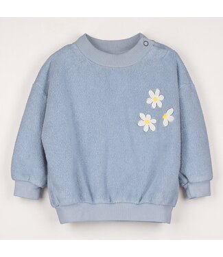 Lotiekids Lötiekids Baby Teddy Sweatshirt Daisies embroidery | Stone Blue