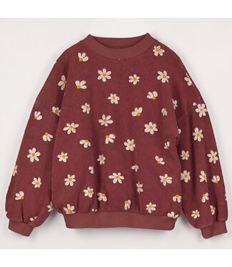 Lotiekids Lötiekids Teddy Sweatshirt Daisies allover | Washed Brown
