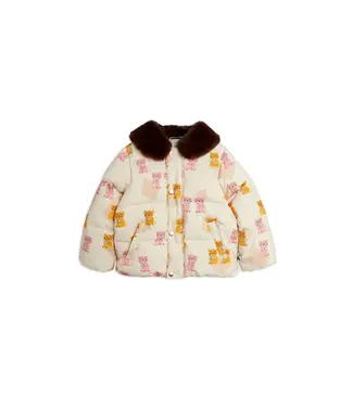 Mini Rodini Mini Rodini Kittens aop faux fur collar puffer