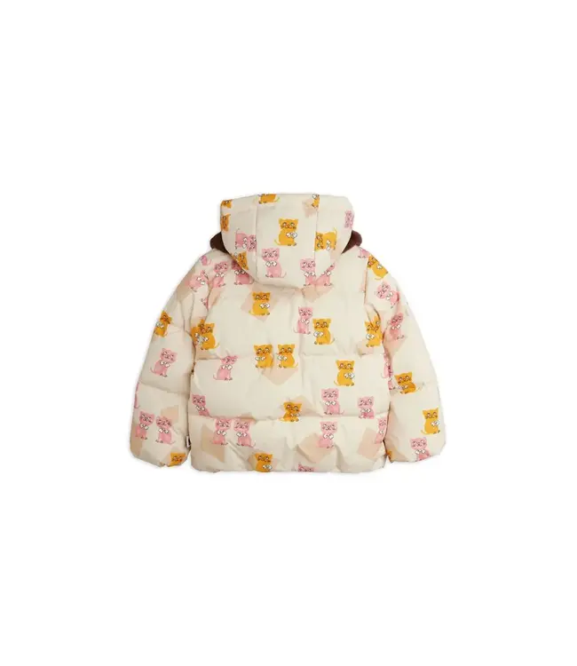 Mini Rodini Kittens aop faux fur collar puffer
