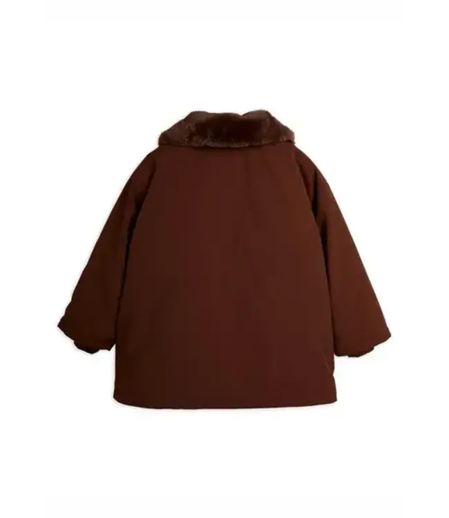 MR Padded nylon parka with faux fur collar | Brown