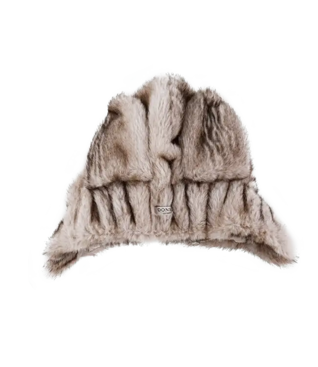 Donsje Evangeline Hat | Soft Taupe Striped Teddy