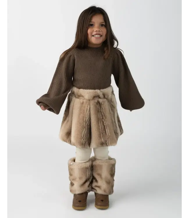 Donsje Isabelle Skirt | Soft Taupe Striped Teddy