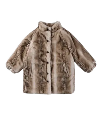 Donsje Donsje Mila Jacket | Soft Taupe Striped Teddy