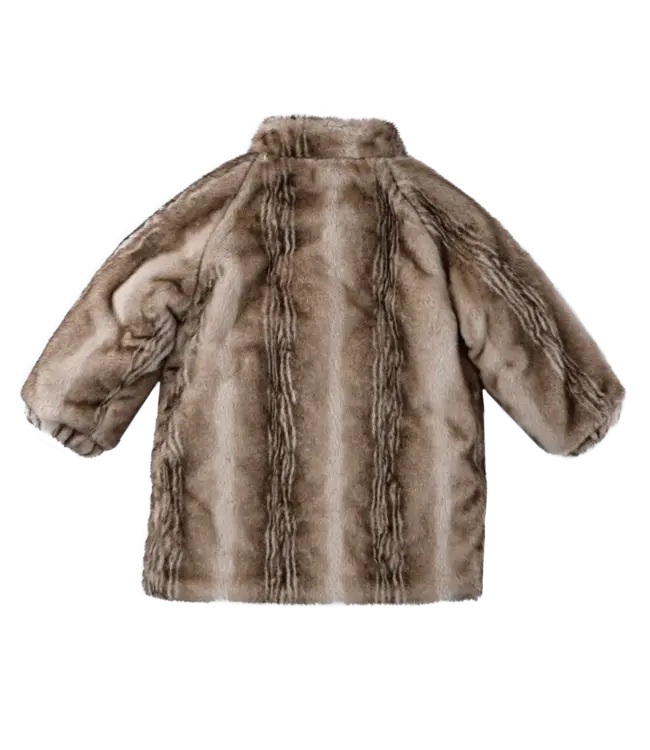 Donsje Mila Jacket | Soft Taupe Striped Teddy