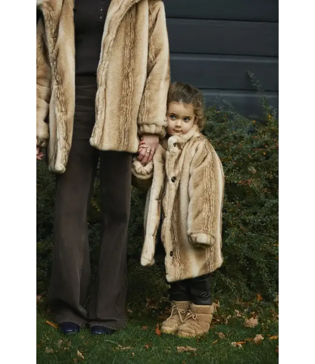 Donsje Mila Jacket | Soft Taupe Striped Teddy