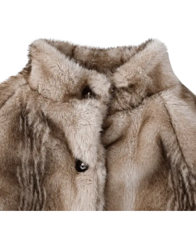 Donsje Mila Jacket | Soft Taupe Striped Teddy
