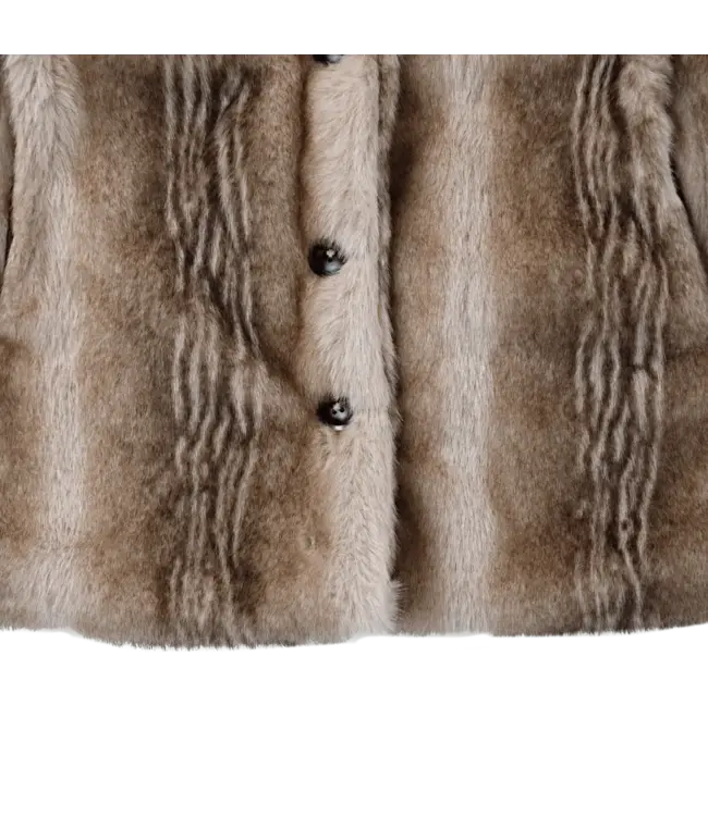 Donsje Mila Jacket | Soft Taupe Striped Teddy