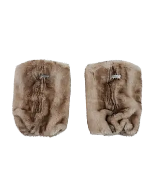 Donsje Donsje Widya Leg Warmers | Soft Taupe Striped Teddy