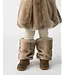 Donsje Widya Leg Warmers | Soft Taupe Striped Teddy