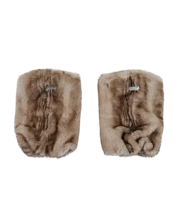 Donsje Widya Leg Warmers | Soft Taupe Striped Teddy
