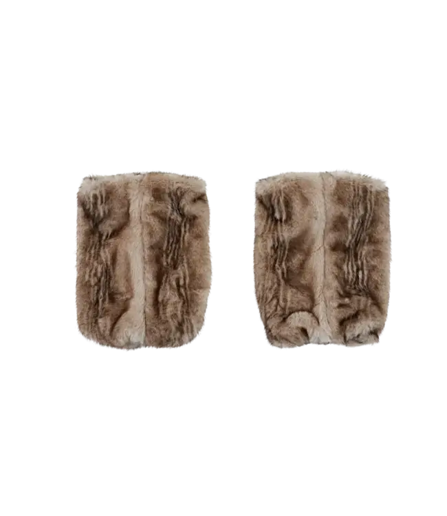 Donsje Widya Leg Warmers | Soft Taupe Striped Teddy
