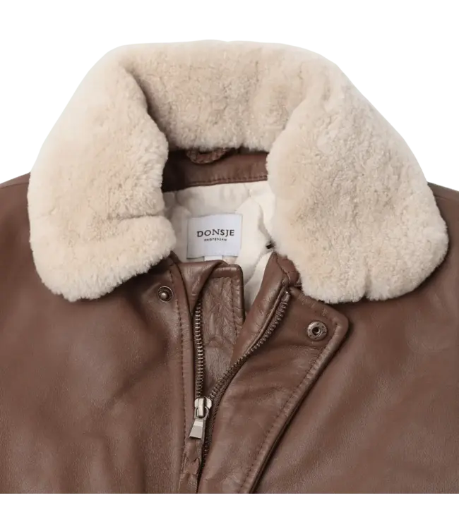 Donsje Yuki Leather Jacket | Bear | Cognac Leather