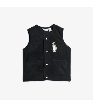 Mini Rodini Mini Rodini Penguin patch microfleece vest | Black