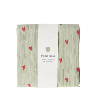 Studio Noos Swaddle Print Large Green Hearts