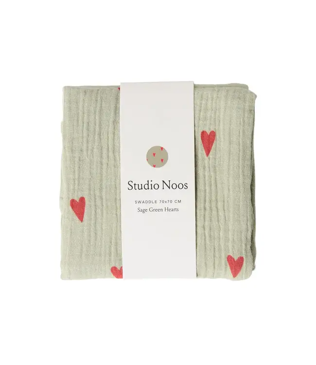 Swaddle Print Medium Green Hearts