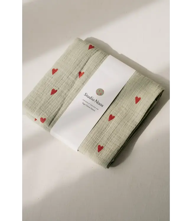 Swaddle Print Medium Green Hearts
