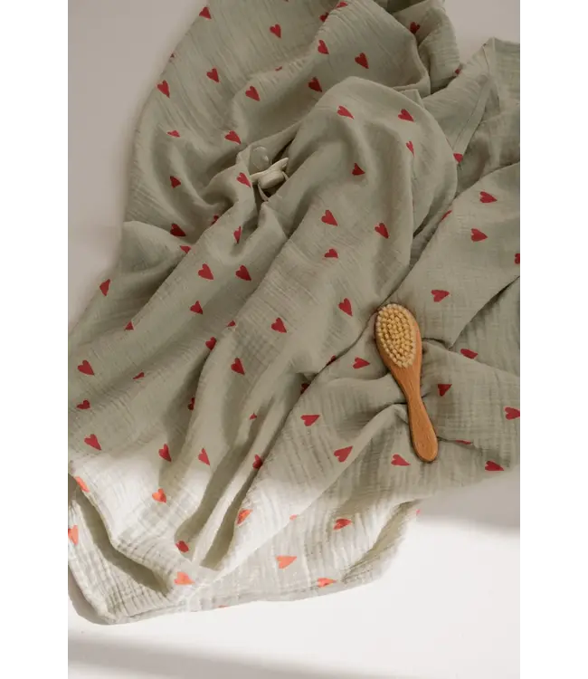 Swaddle Print Medium Green Hearts