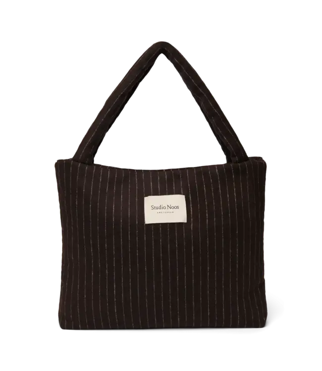 flannel chalkstripe Mom bag brown