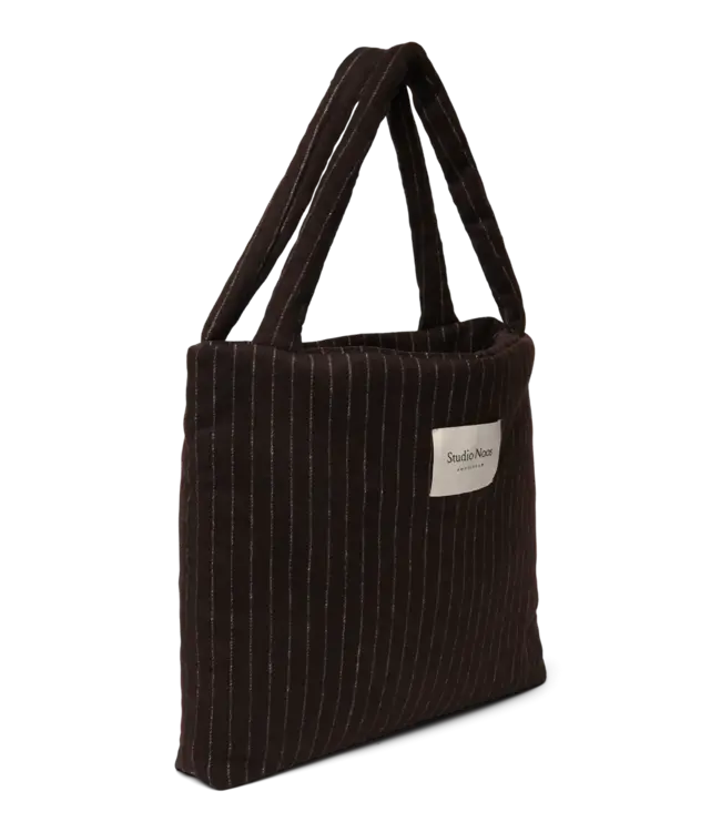 flannel chalkstripe Mom bag brown