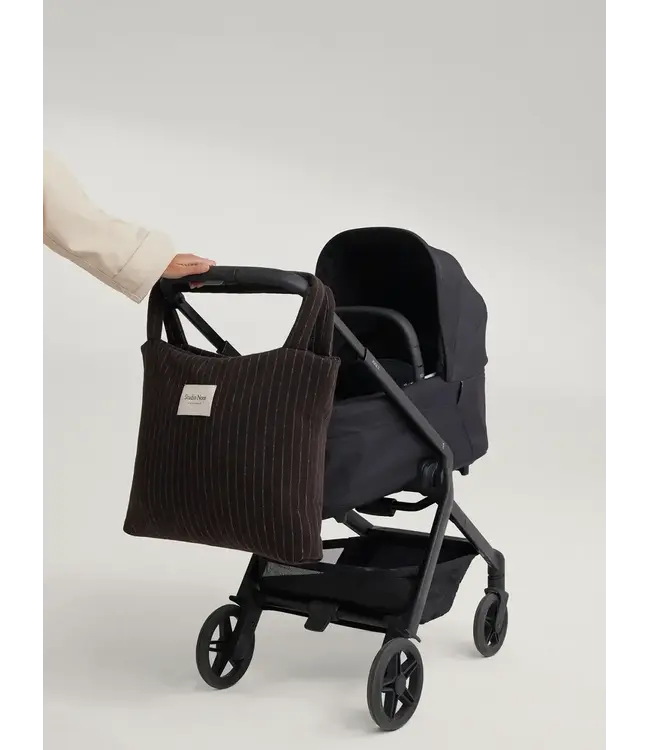 flannel chalkstripe Mom bag brown