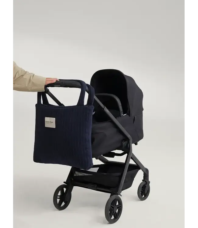 flannel chalkstripe Mom bag dark blue