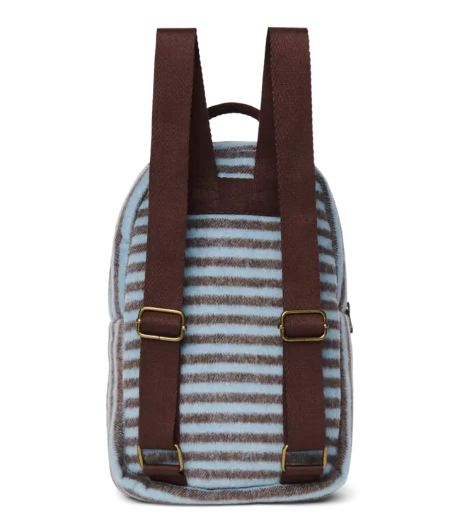 Stripy wool mini backpack light blue / brown