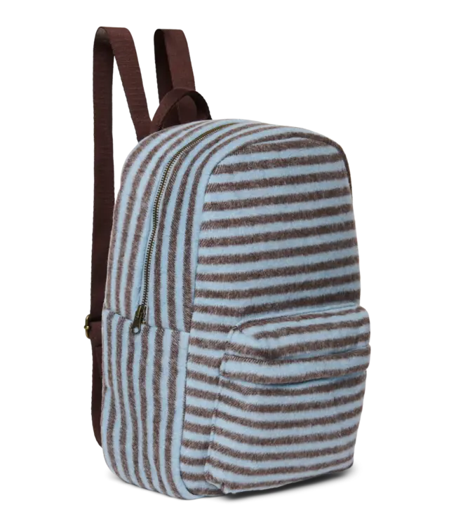 stripy wool MIDI backpack light blue/ brown