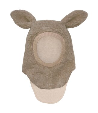 Huttelihut Balaclava Ears Wool Teddy rabbit taupe