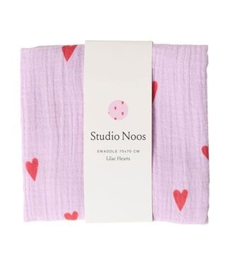 Studio Noos Swaddle Print Medium Purple Hearts