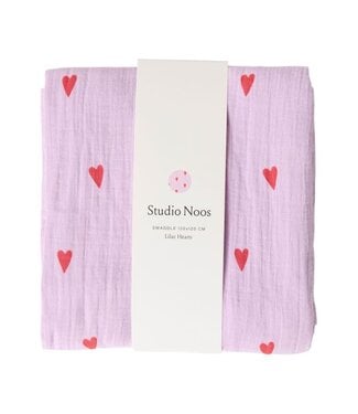 Studio Noos Swaddle Print Large Purple Hearts