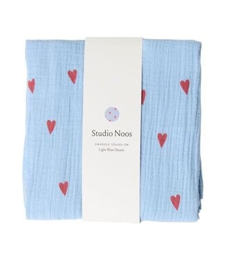 Studio Noos Swaddle Print Large Light Blue Hearts