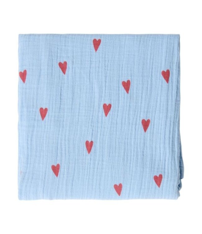 Swaddle Print Large Light Blue Hearts
