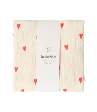 Studio Noos Swaddle Print Large Beige Hearts