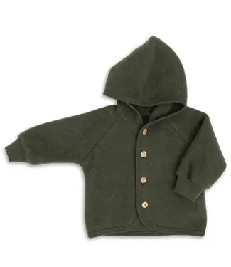 Engel natur hooded jacket wool | reed melange