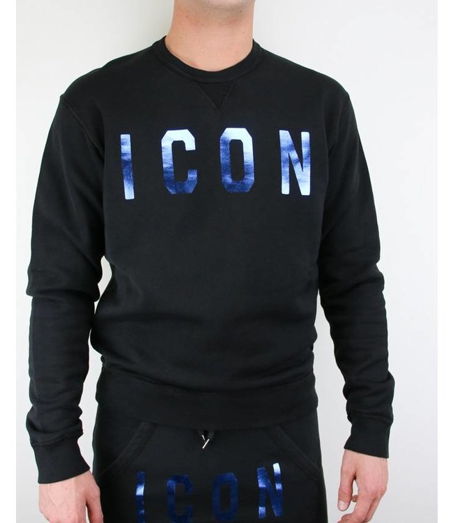 Dsquared2 : Sweater Icon BlackBlu S74GU0281 Coats leermode Dsquared2: Icon blauw Coats leermode