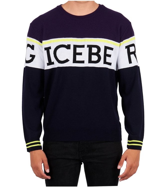 Huiskamer Stal Streng Iceberg : Sweater knitwear Logo Blue/purple–A013 7010 - Coats leermode