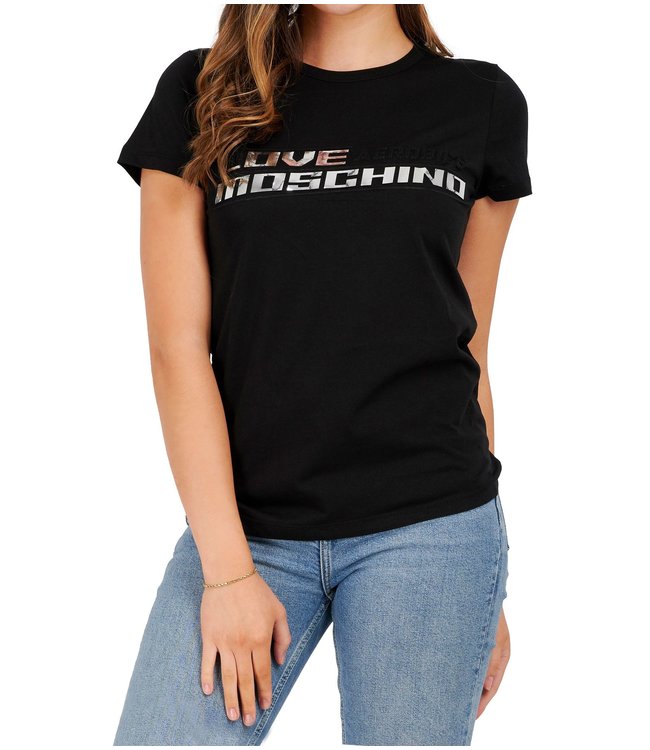 Gedrag Boom oven Love Moschino : T-shirt Aerobics-Black-W4F731AM3876 - Coats leermode