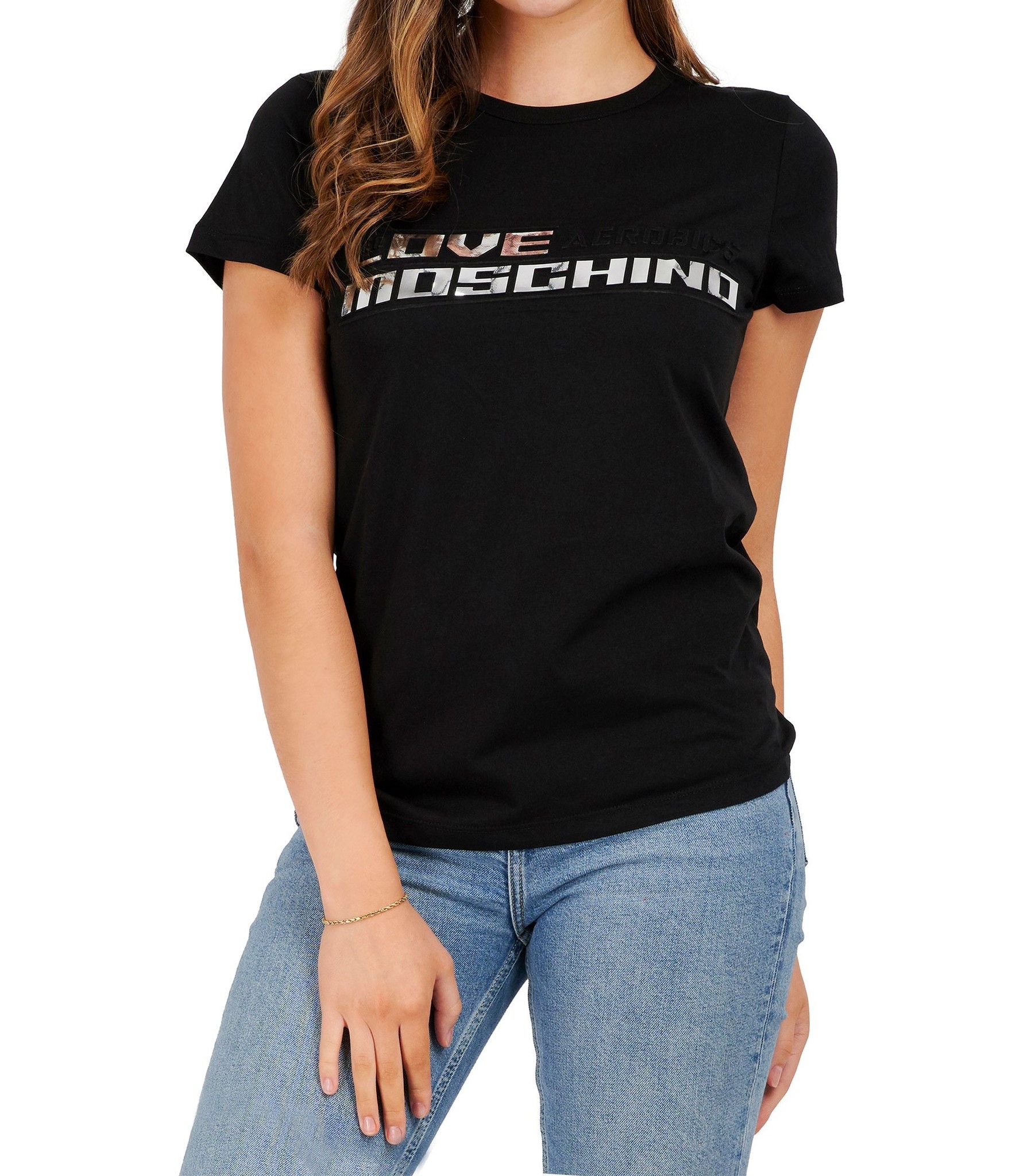 dans Garantie cel Love Moschino : T-shirt Aerobics-Black-W4F731AM3876 - Coats leermode
