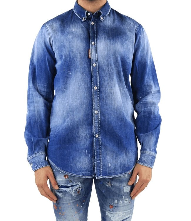 Dsquared2 : Denim Shirt-Blue-S71DM0459 